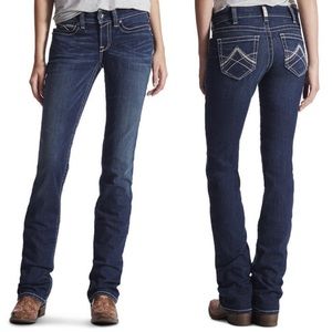 Ariat Straight Leg Icon Stackable R.E.A.L Dari Wash Mid Rise Western Jeans 25